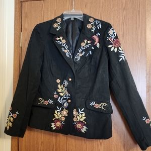 Coco + Carmen Embroidered Black Blazer, Boho, Sz Small, in Great Pre-owned Cond